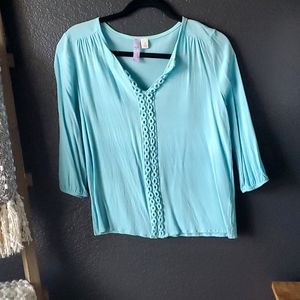Tiffany Blue 3/4 Sleeve Blouse